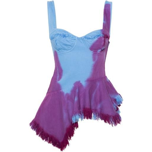 Marques'Almeida corsetto denim con fantasia tie dye - blu