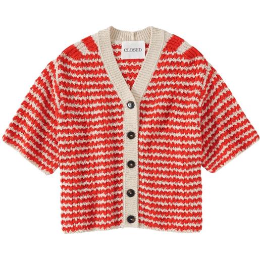 Closed cardigan a righe - rosso