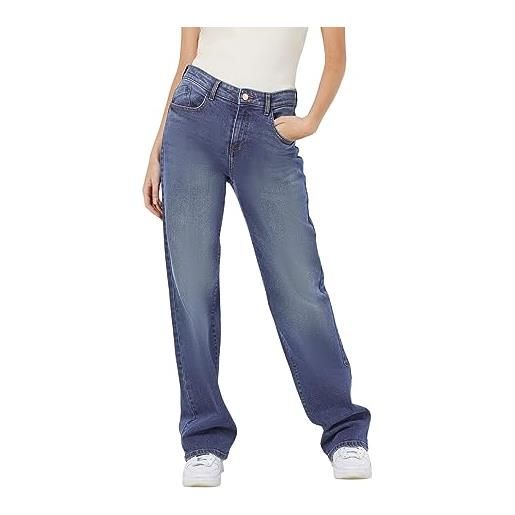 Noisy May nmyolanda nw jeans larghi az308mb noos tinta unita, blu medio (denim blu medio), 28 w/30 l donna