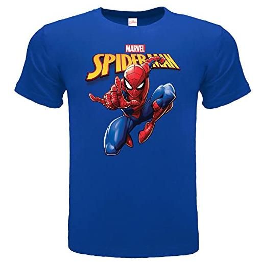 Sabor srl t-shirt spiderman originale ufficiale marvel maglia maglietta blu royal bambino bimbo (5-6 anni)