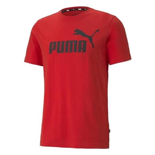Puma ess logo tee maglietta, rosso, m unisex - adulto