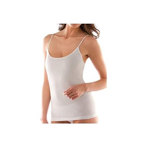Liabel 2 canottiere donna spalla stretta 100% cotone con profilo in raso - bianco (6ª - 50 - xl)