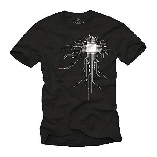 MAKAYA gaming cpu - idea regalo nerd maglietta uomo t-shirt nera divertenti theory nero xxxxxl