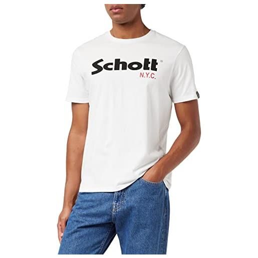 Schott nyc ts01mclogo, t-shirt uomo, multicolore (kaki/bordeaux), m