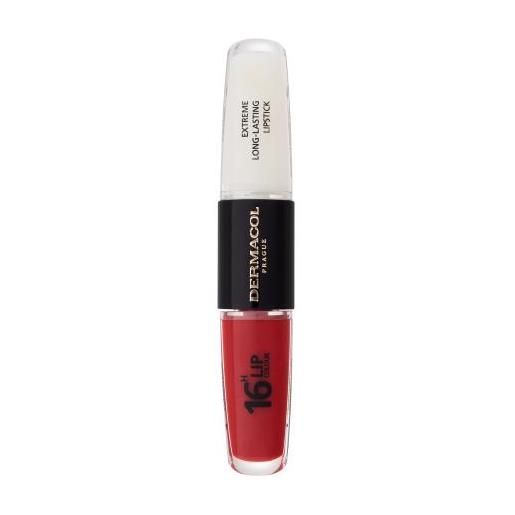 Dermacol 16h lip colour extreme long-lasting lipstick rossetto e lucidalabbra a lunga durata 2in1 8 ml tonalità 4