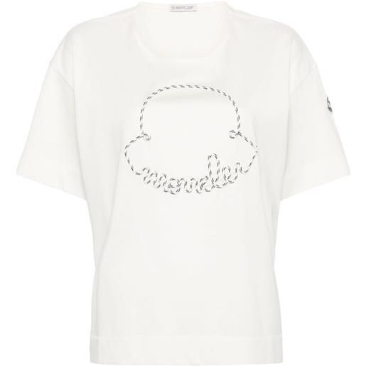 Moncler t-shirt con applicazione logo - toni neutri