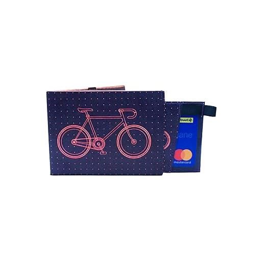 Paprcuts portafoglio rfid pro, con protezione rfid per 12 carte, banconote e monete, con anello portachiavi, impermeabile e resistente agli strappi, bike 2.0, 11 x 8,2 x 0,7 cm, rfid
