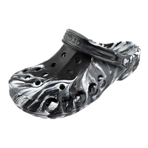 Crocs baya zoccoli marmorizzati tie dye, nero e bianco, 36/37 eu