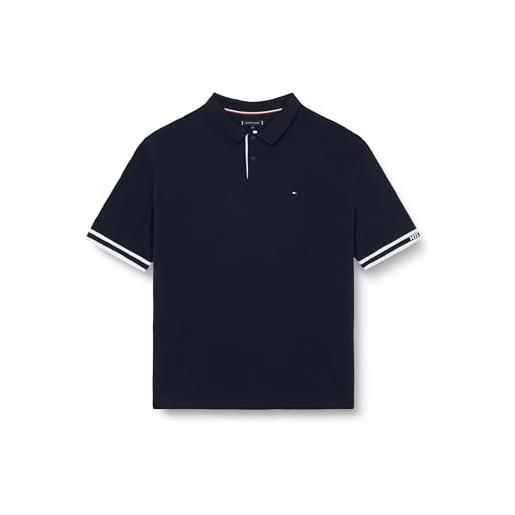 Tommy Hilfiger maglietta polo maniche corte uomo plus slim fit, blu (desert sky), 4xl