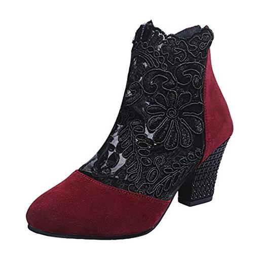 Generic pumps donne nero elegante con tacco medio alto e pizzo rotondo donne tacchi alti scarpe tacchi a spillo pizzo trasparente sandali alla caviglia scarpe da partito scarpe decolleté tacco alto per le