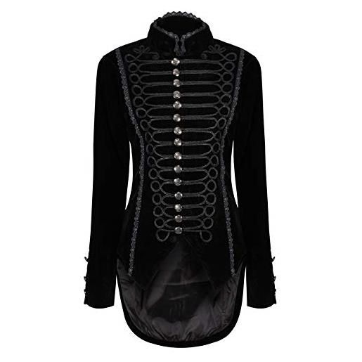 Ro Rox gotico giacca frac in velluto per donne nero (l)