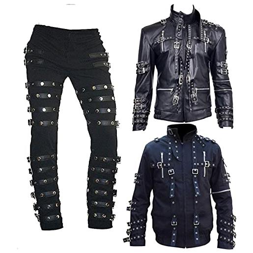 EU Fashions mj bad concert tour - giacca in cotone nero, giacca in ecopelle, m