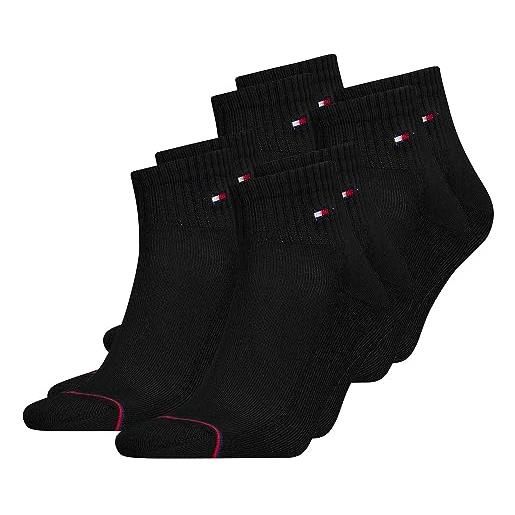 Tommy Hilfiger calzini sportivi da uomo e donna, unisex, confezione da 4 pezzi, calzini corti, colore nero, bianco, grigio, 85% cotone, 39-42 43-46, bianco (3465), 39-42