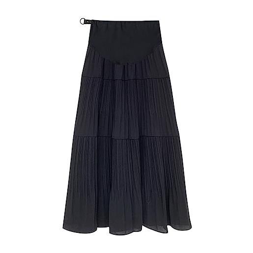 ACMEDE gonna da donna maternità con volant estivo casual gonna lunga premaman tinta unita vintage a pieghe maxi gonna a strati donna gravidanza a-line gonna a dondolo in chiffon
