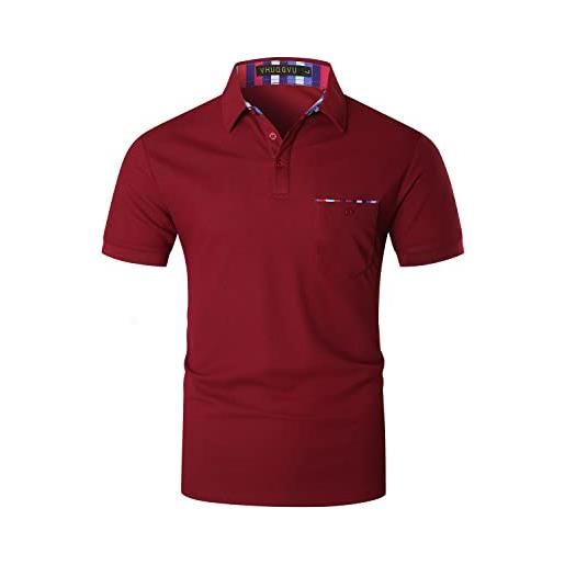 VHUQGVU polo uomo manica corta slim fit striscia di colore casual essentials golf tshirt camicia m-3xl, nero, xxl