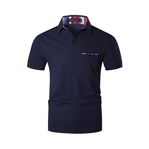 VHUQGVU polo uomo manica corta slim fit striscia di colore casual essentials golf tshirt camicia m-3xl, blu, 3xl