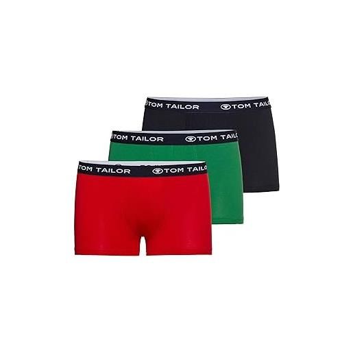 TOM TAILOR hip pants 70162-6061-confezione da 3 costume da bagno, blu (red-navy-green 2292), xxl (pacco da 3) uomo