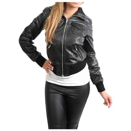 A1 FASHION GOODS giacca bomber da donna in vera pelle alla moda aderente blouson coat tessa, marrone chiaro, 42