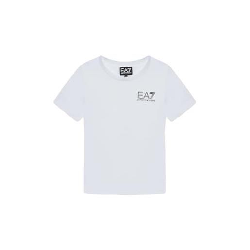 EA7 t-shirt casual bianca da bambino con stampa logo, 6 anni