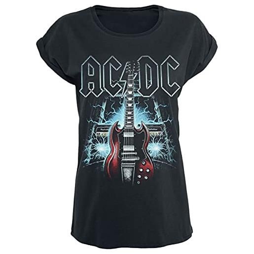 AC/DC high voltage guitar donna t-shirt nero l 100% cotone largo