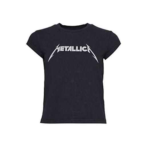 Superdry t-shirt da donna con maniche ad aletta metallica, mid merch nero, 48