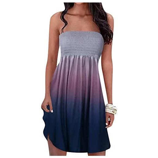 YMING abito floreale off shoulder da donna abiti da sera a tubo bohémien abito estivo casual senza spalline e senza maniche verde scuro xxl