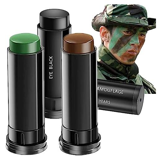 HOUSN 3 pezzi camouflage face paint sticks kit, pittura per il mimetica viso mimetico trucco militare dell'esercito di olio di campo militare all'aperto (nero, marrone, verde)