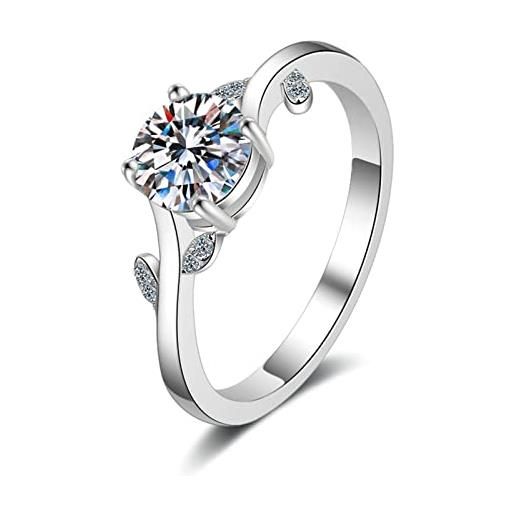 Epinki anello per ragazze donna argento 925 moissanite 1ct anelli semplici gioielli taglia 11
