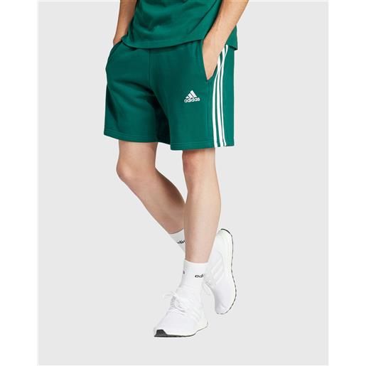 Adidas short essentials french terry 3-stripes verde uomo