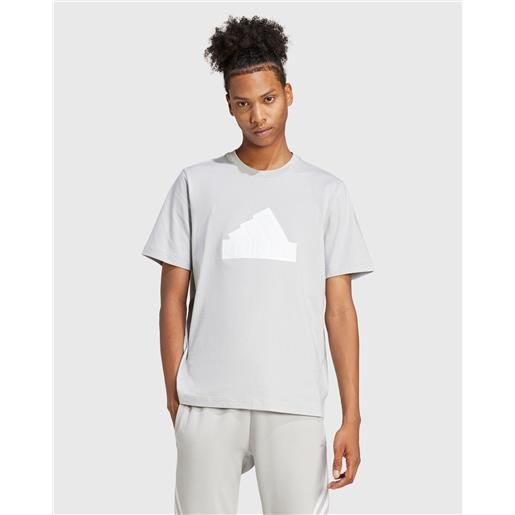 Adidas t-shirt regular tech big logo grigio uomo