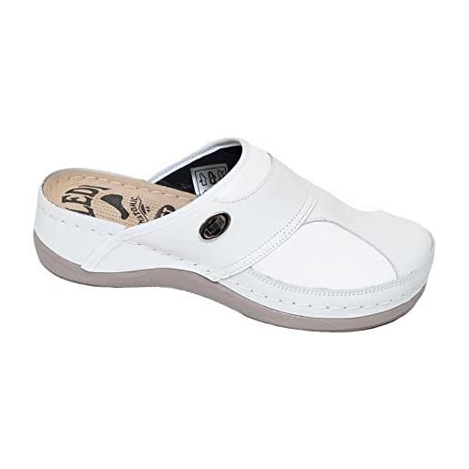Ledi 429-n1 anatomic zoccoli sabot pantofole scarpe di pelle, donna, bianco, eu 41