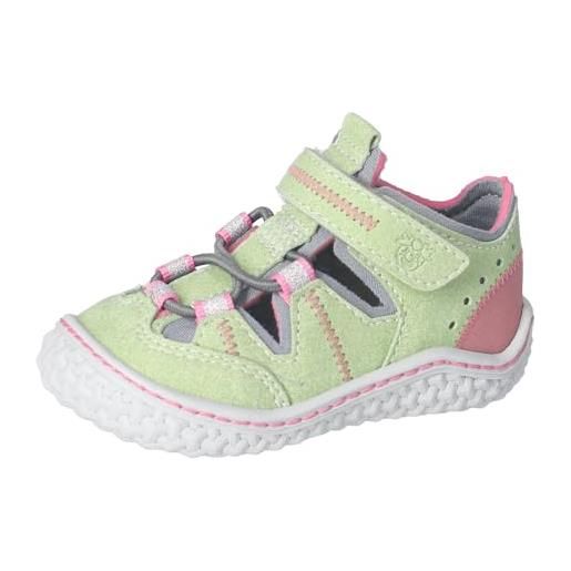 RICOSTA jerry, scarpe primi passi in velcro per ragazze e ragazzi, larghezza: medie, lavabili, vegan, avocado grafite pink 520, 24 eu