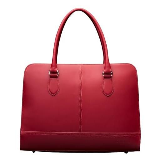Su.B borsa porta pc 15,6 pollici, con tracolla, cartella da donna, pelle spaccato, borsa a spalla, borsa a tracolla con tracolla - rosso