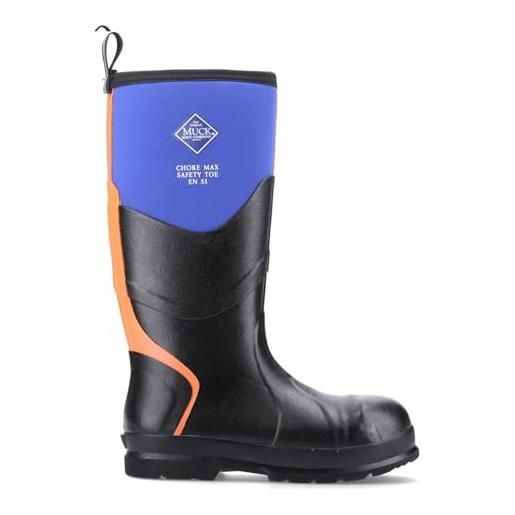 Muck Boots chore max s5, stivali in gomma unisex-adulto, blu e arancione, 38 eu