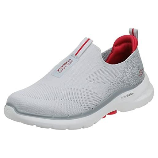 Skechers gowalk 6-scarpe da passeggio elasticizzate, senza lacci, per atletica, uomo, grigio e rosso, 40 eu