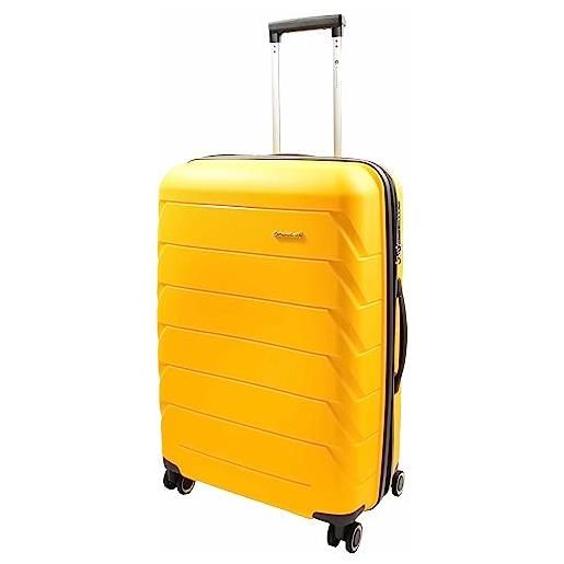 Divergent Retail dr553 - bagaglio rigido espandibile con 8 ruote, colore: giallo, giallo, medium | 66x44x25.5/5cm, hard shell bagagli espandibili