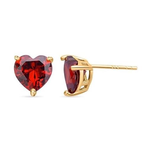 SHOP LC orecchini a forma di cuore con zirconi rossi in argento 925 placcato oro circa 5 70 ct, argento sterling