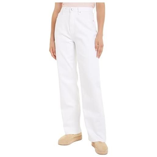 Tommy Hilfiger donna jeans relaxed straight vita alta, bianco (th optic white), 36w/32l
