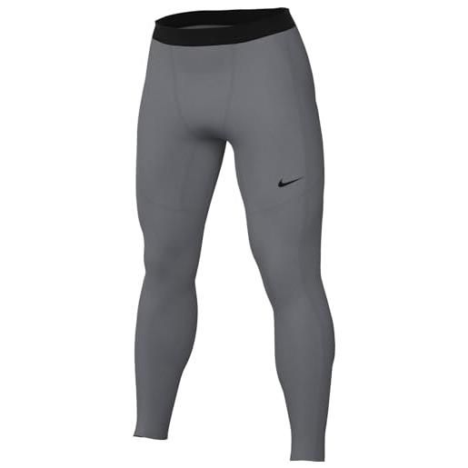 Nike m np df tight leggings, grigio fumo/nero, l uomo
