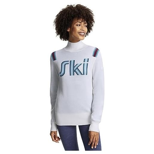 Falke ski mock neck pullover w pu lana asciugatura rapida 1 pezzo, maglione cardigan donna, bianco (off-white 2040), xs