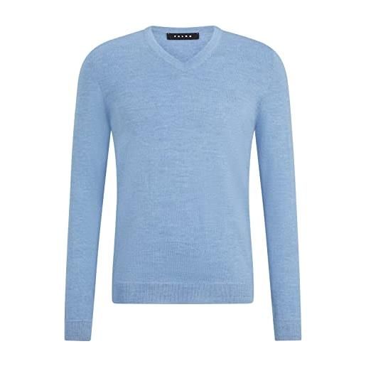 Falke basic new merino v-neck m pu lana piacevolmente morbido sulla pelle 1 pezzo, pullover uomo, blu (azur melange 6857), s