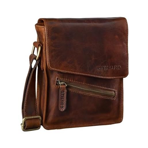STILORD 'steve' borsa uomo piccola pelle borsello vintage da spiaggia borsetta uomo tracolla design orizzontale elegante, colore: florida - marrone