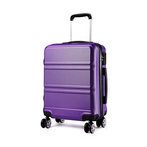 Kono valigia media 65cm rigida abs trolley da 24 pollici leggero e resistente con 4 ruote rotanti valigie, viola