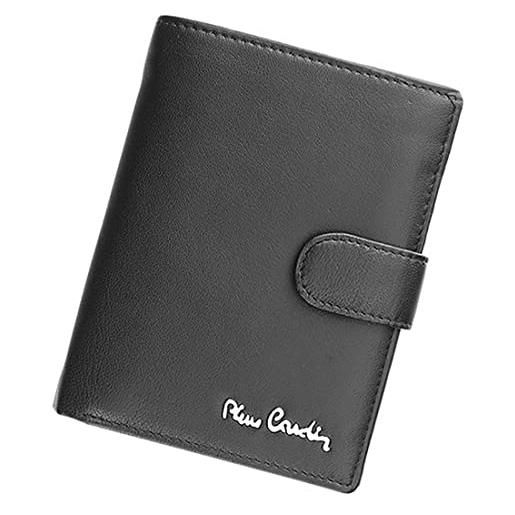 Pierre Cardin portafoglio da uomo in 100% pelle naturale, molto spazio per fino a 11 carte, 2 banconote e 2 soldi di cambio, sportellino alto, nero , tilak09