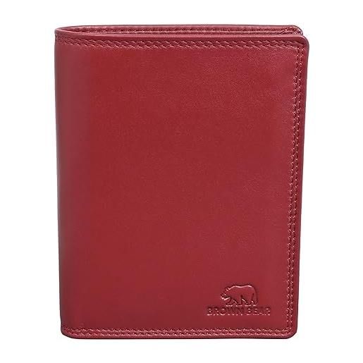 Brown Bear portafoglio in pelle con protezione rfid unisex per uomo e donna, 03 rosso bbpr con portamonete, 0, portafoglio