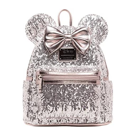 Loungefly disney minnie mouse silver and pink sequin mini backpack wdbk0645