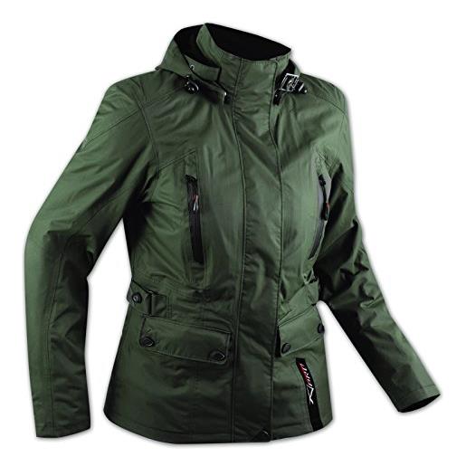 A-Pro, giacca da donna ideale in città, in moto o scooter;Impermeabile, con protezioni e cappuccio, colore verde, taglia m
