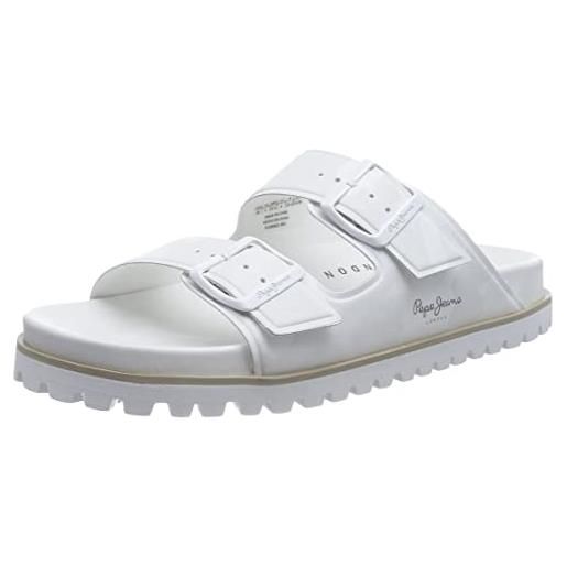 Pepe Jeans urban sandal basic nobuck w, sandali piatti donna, bianco di fabbrica, 38 eu