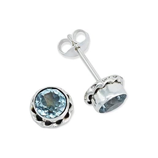 mantraroma orecchini a perno argento 925 con pietre preziose topazio pietra blu orecchini in argento sterling da donna in vero argento (mos-024-62)