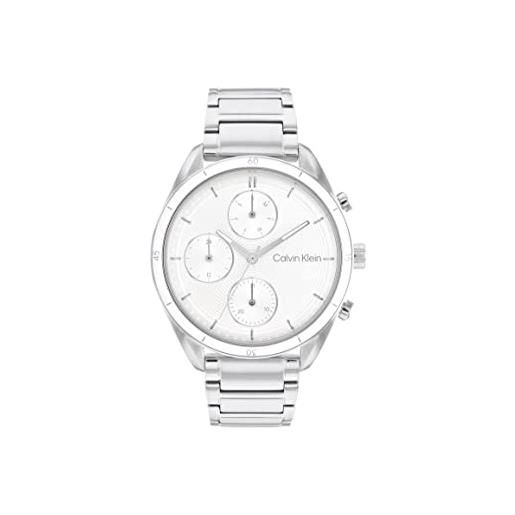 Calvin Klein orologio analogico multifunzione al quarzo da donna con cinturino in acciaio inossidabile argentato - 25200171